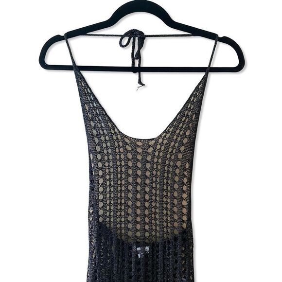 Superdown Renata Dress black sheer halter swim cover up mesh midi maxi Revolve - Picture 8 of 10